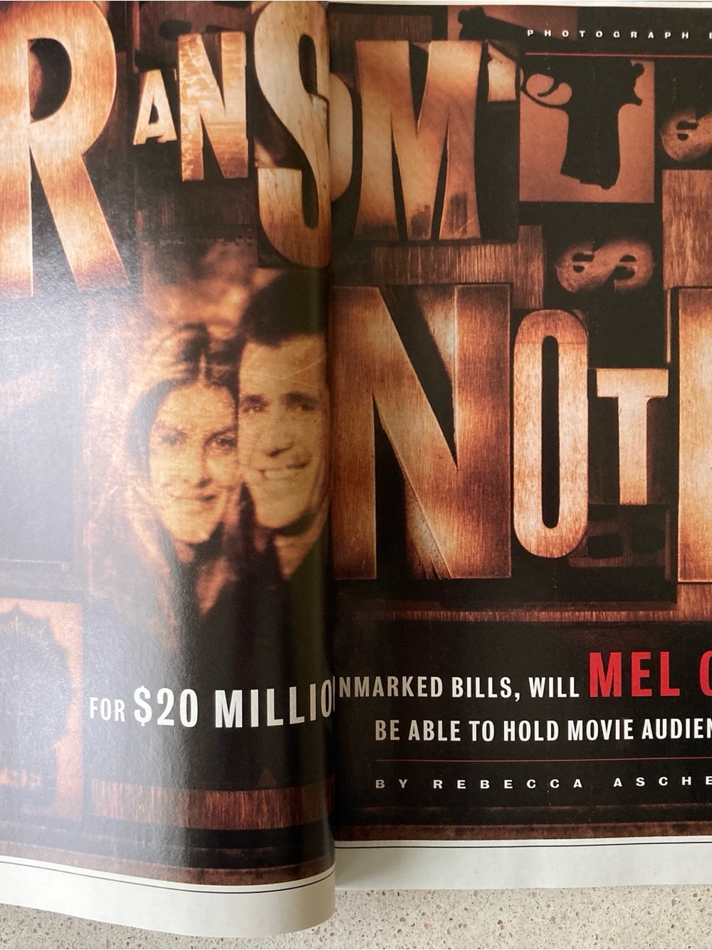 Entertainment Weekly Magazine MEL GIBSON & RENE RUSSO November 8 1996 - RANSOM - Picture 5 of 5